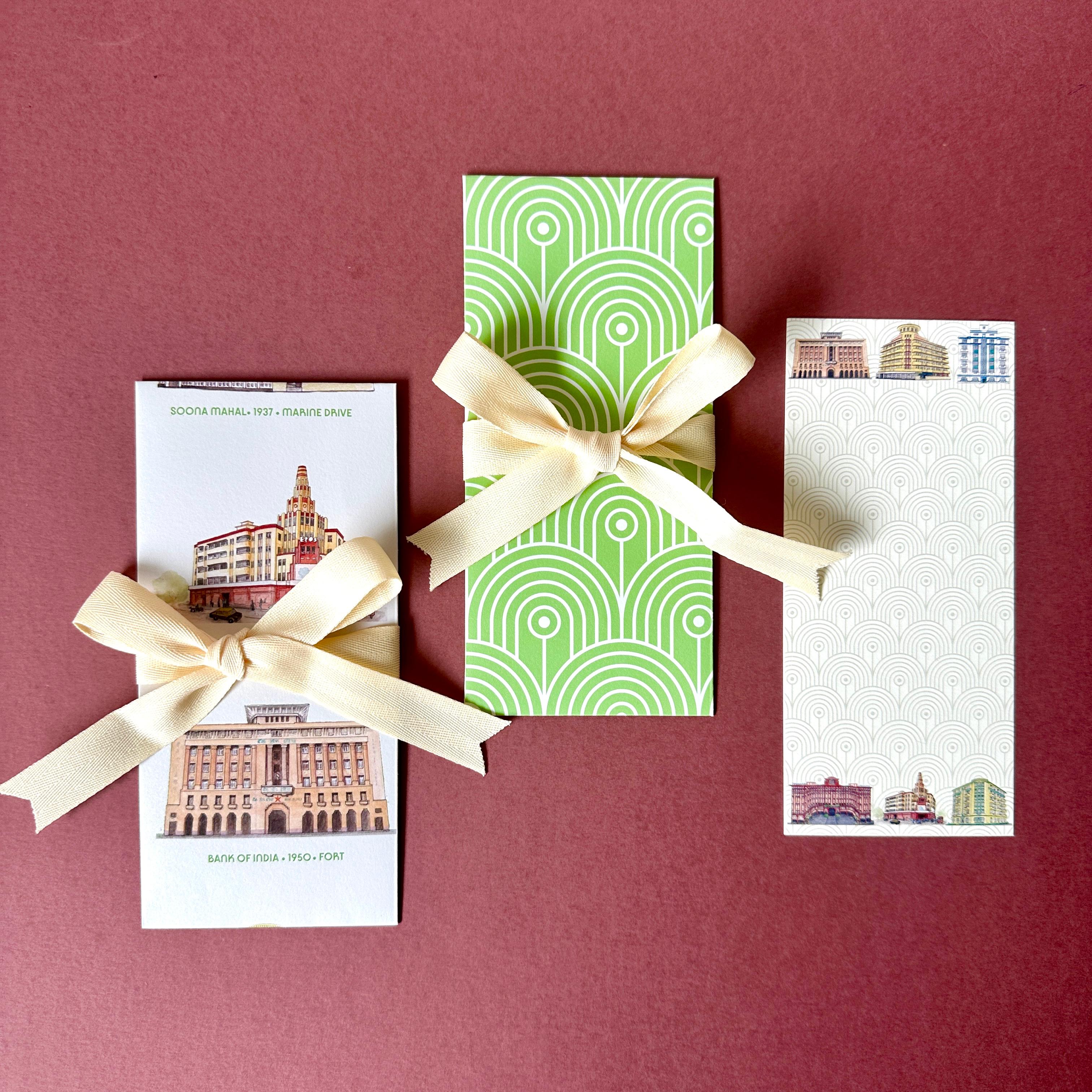 Bombay Deco Ribbon Envelopes with Notecards