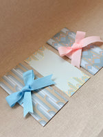 Gilded Blue Ribbon Envelopes with Notecards